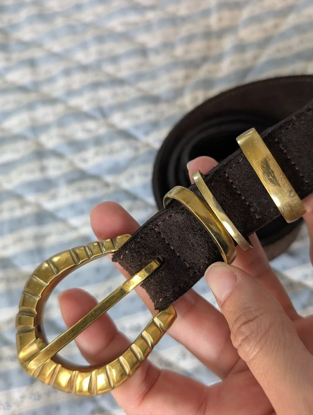 Natalie Borton Belt - Brown Suede Size 1